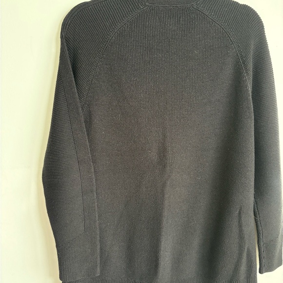Athleta Hanover Sweater Rib Knit V Neck Pullover Black Large - Picture 5 of 7
